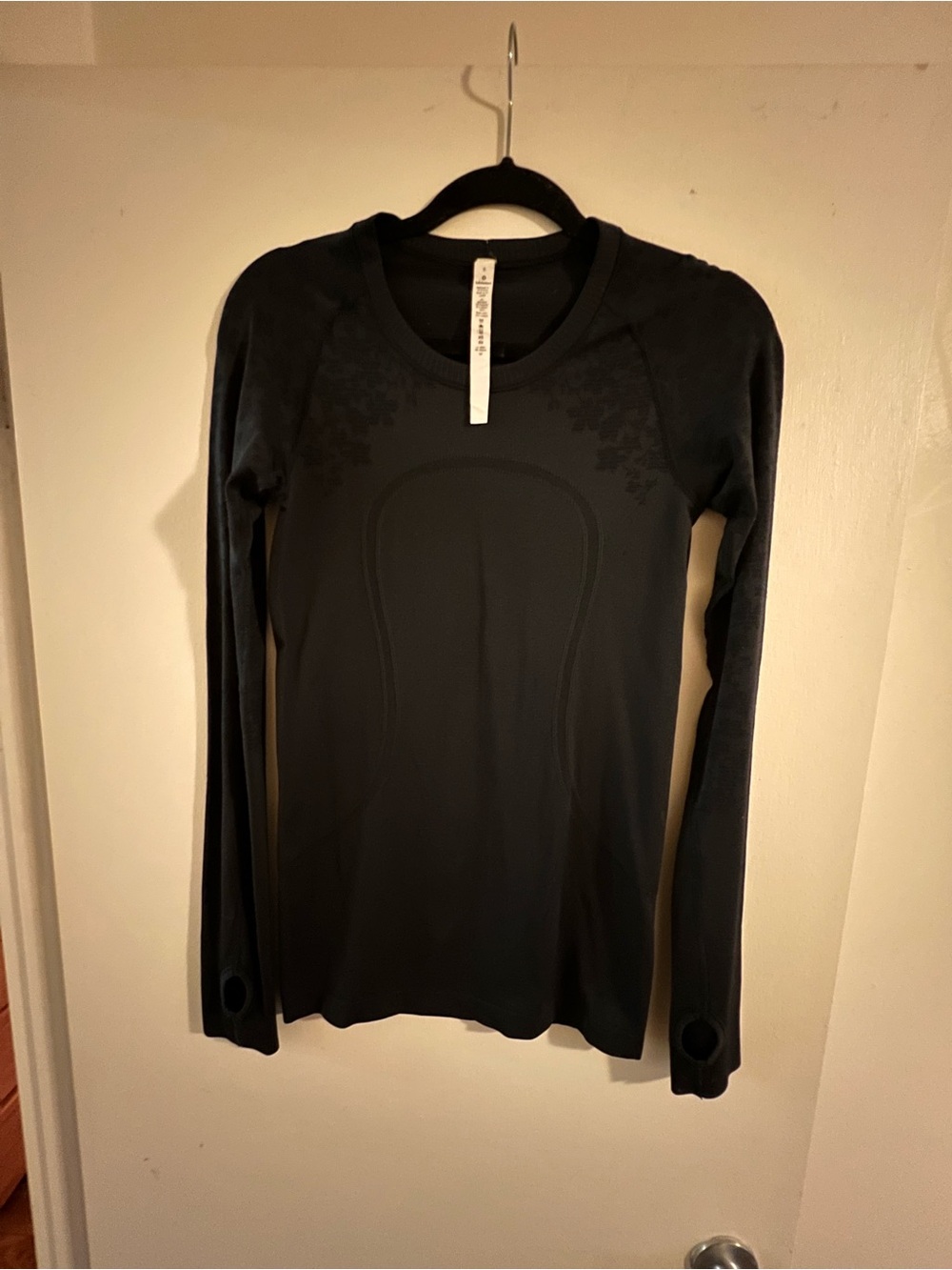 Lululemon athletica Black Long Sleeve Floral Workout Top